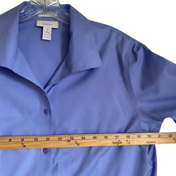 Chicos Non Iron Dress Shirt L/12 Violet Blue Long Sleeve Office Wear Career - Picture 3 of 10